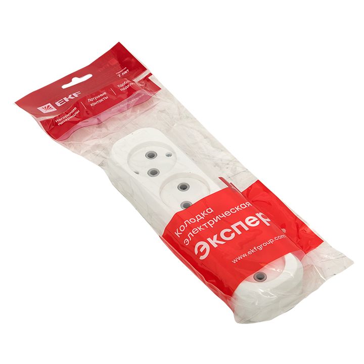 Колодка 4 гн, 10А 2,2кВт б/з Эксперт EKF PROxima AKB10-4