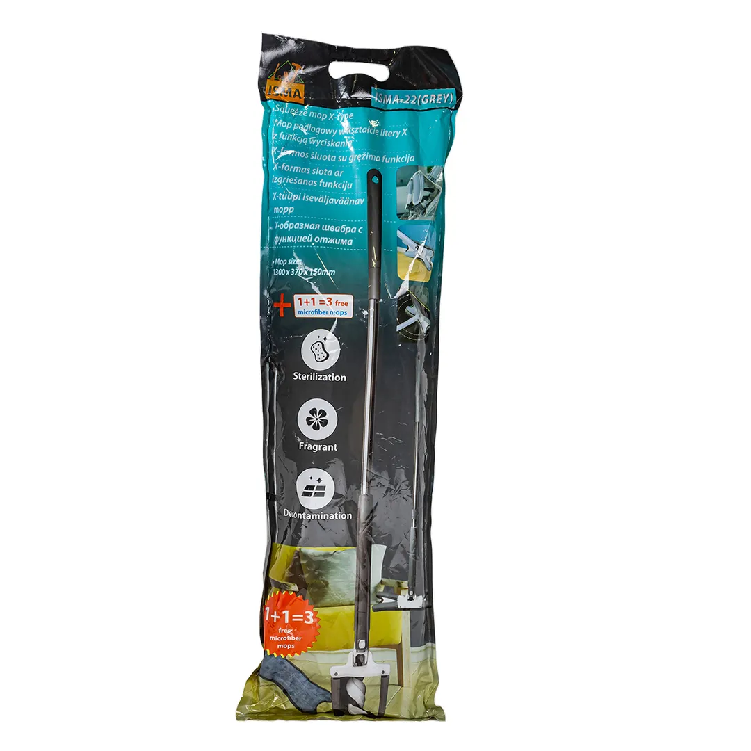 Швабра Х-образная с функцией отжима, серая, 1300х370х150 мм ISMA ISMA-22(grey)