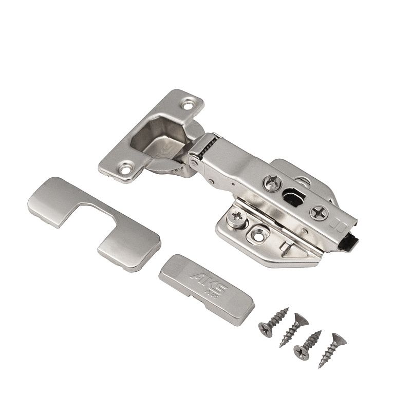 Петля накладная с доводчиком 48мм h3 clip-on 3D (саморезы, заглушки) AKS PLUS 91834