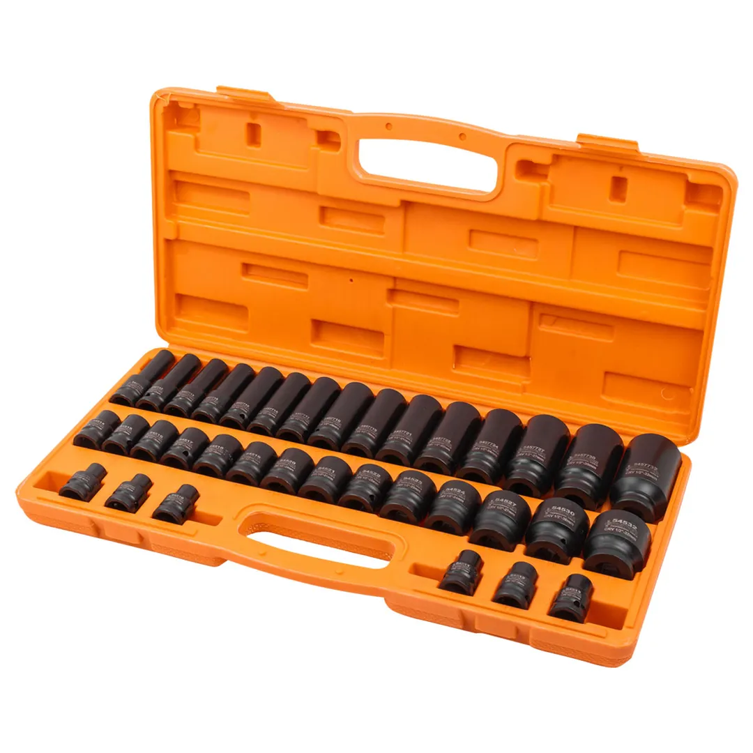 Набор ударных коротких и глубоких головок 8-32 мм, 1/2'' 6-гр 35 пр Partner PA-4353-5MPB