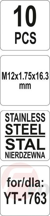 Набор вставок для ремонта резьбы М12х1,75х16,3 мм 10 шт. Yato YT-1768