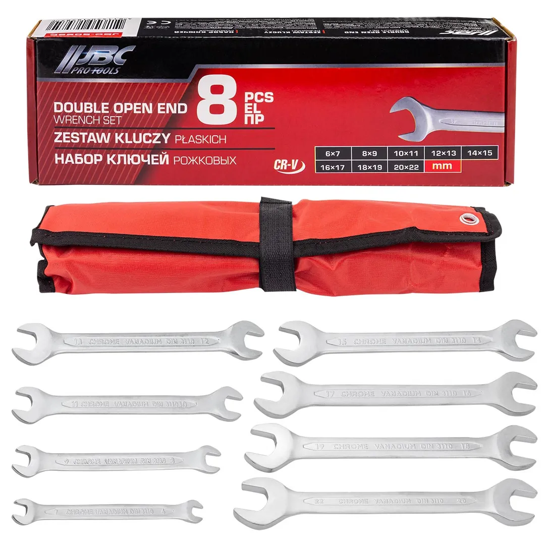 Набор рожковых ключей 6х7-20х22 мм 8 пр JBC JBC-5089P