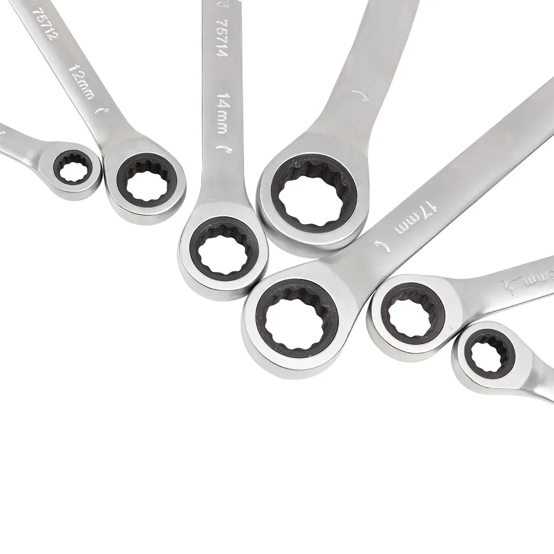 Набор ключей комбинированных трещоточных 7 пр, 8-19 мм PATRON P-51072