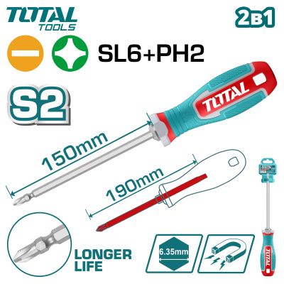 Отвертка 2 в 1 TOTAL THT250266