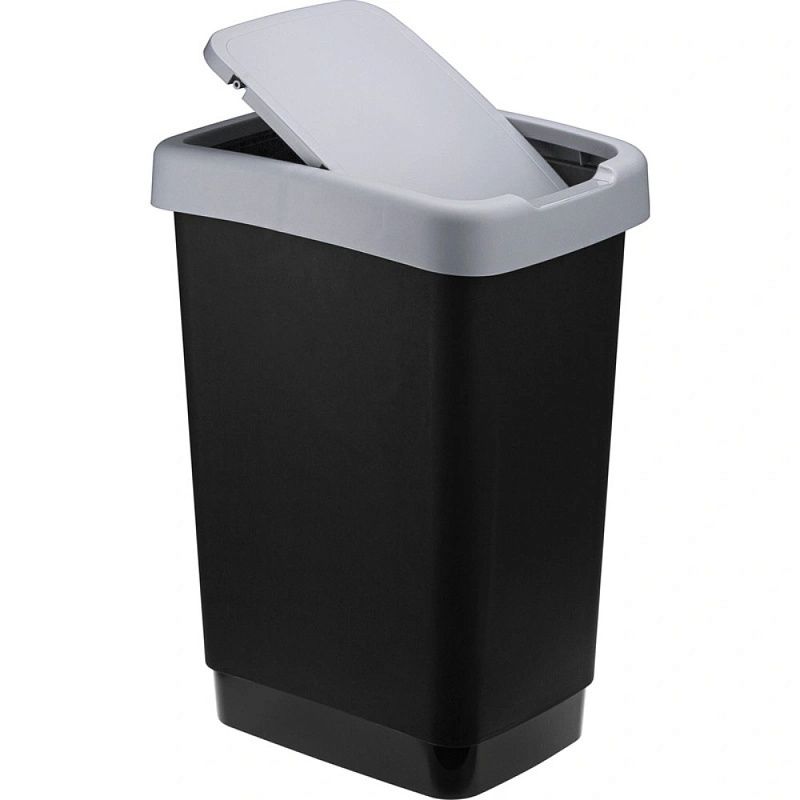 Урна для мусора IDEA, 25 л, пластик, черный, серый