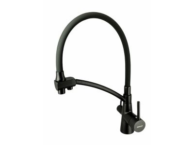 Смеситель для кухни с подключением к фильтру с гибким изливом, латунь, графит/черный Gerhans KK4855U-12