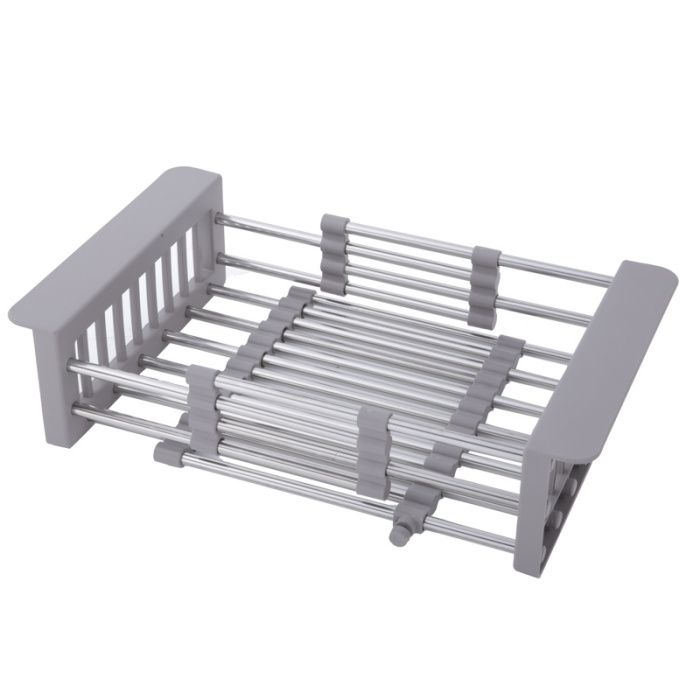 Коландер раздвижной для кухонной мойки, нержавеющая сталь + пластик, серый WISENT W302644