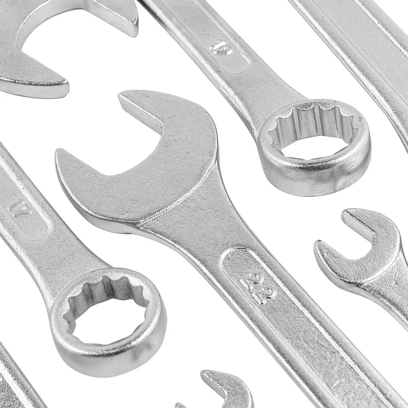 Набор ключей комбинированных 10-22 мм, рожковых 6х7, 8х9, 24х27, 30х32 мм, 12 пр KINGTUL KT-5198