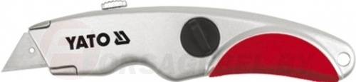 Нож с выдвижным трапецевидным лезвием 61х33х0,5 мм 3 лезв. SK5 Yato YT-7520