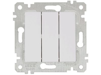Выключатель 3-клав., скрытый, без рамки, пруж. зажим, белый, RITA, Mutlusan 2200 409 0101