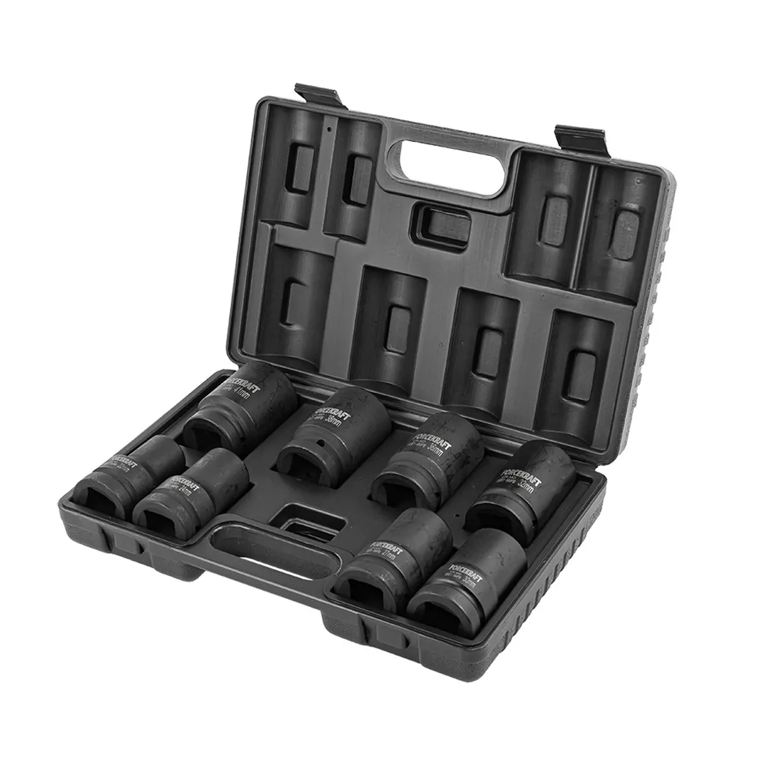Набор глубоких ударных головок 8 пр., 1'', 12-гр., 22-41 мм ForceKraft FK-8081-9MPB