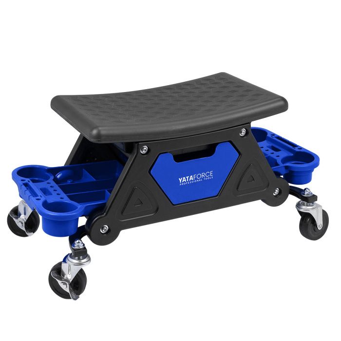 Стул пластиковый передвижной с выдвижным ящиком и пластиковыми ложементами г/п 130 кг YATAFORCE YF-F-TRH6800