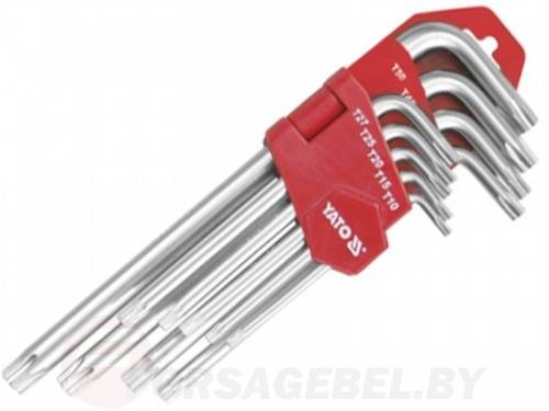 Набор ключей TORX с отверстием T10-T50 удл. CrV 9 пр. Yato YT-0512