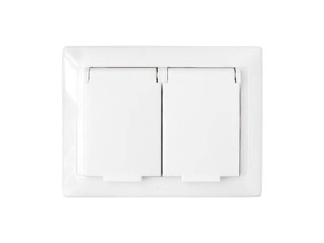 Розетка 2-ая (cкрытая, с/з, з/ш, брызг. защ.) белая, Стиль, Bylectrica РС16-401