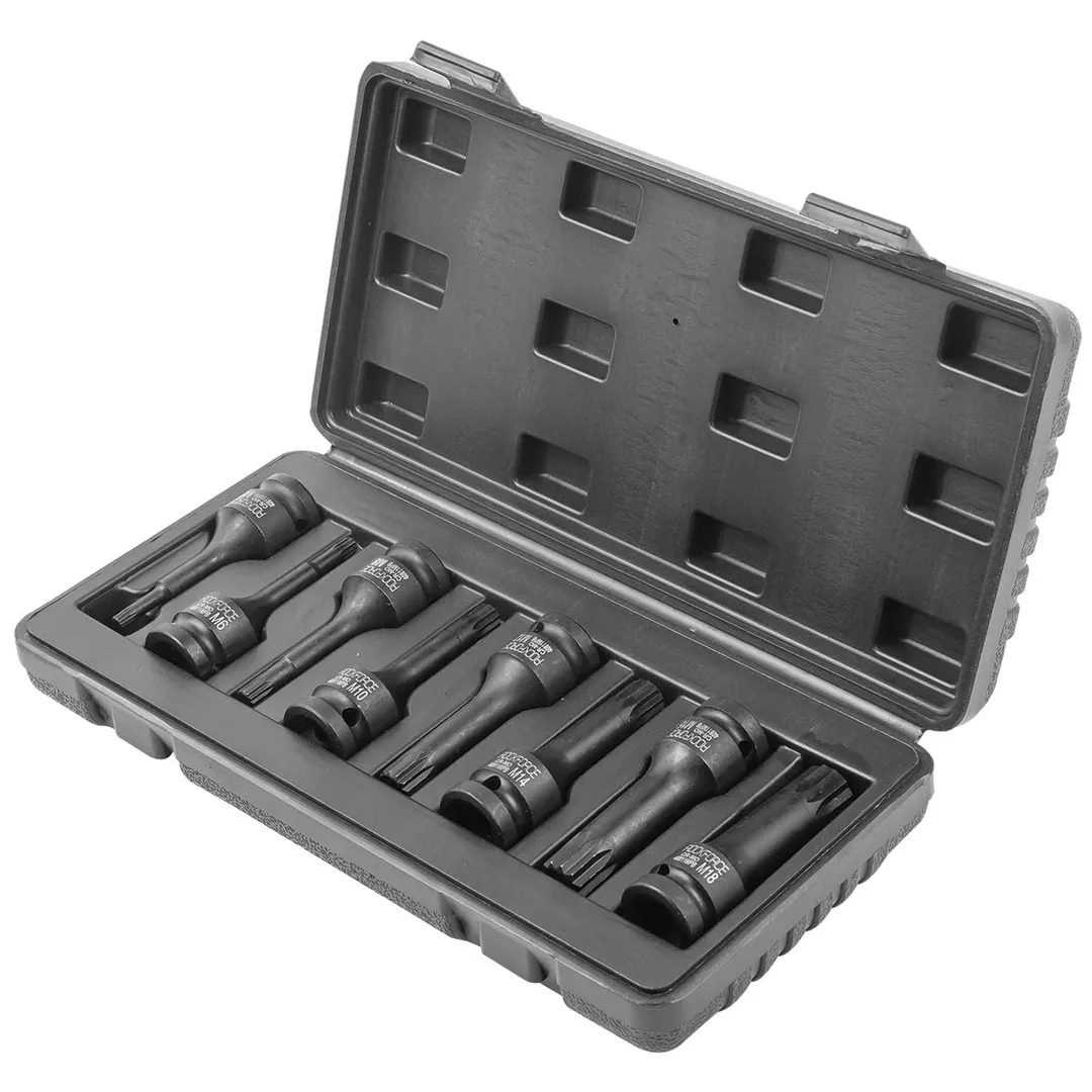 Набор ударных головок-бит SPLINE M5-M18 1/2'', 8 пр RockForce RF-40811MPB