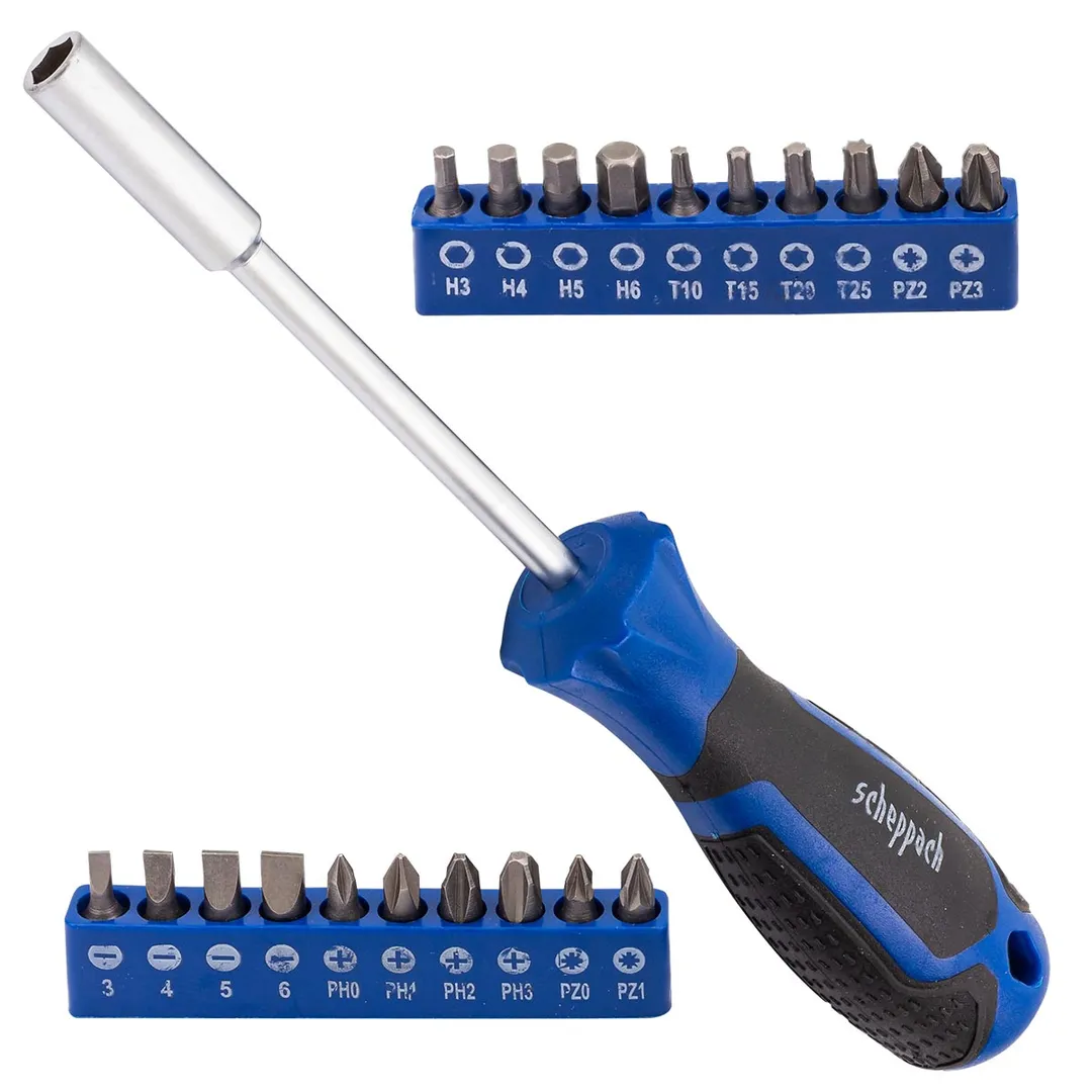 Отвертка с набором бит PH, PZ, SL, Torx, Hex 21 пр Scheppach Sch-7021S
