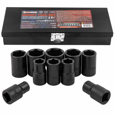 Набор ударных головок 10-24 мм с трещоткой и удлинителем 1/2'' 6-гр 12 пр ForceKraft FK-4122-5