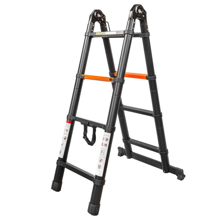 Лестница-стремянка телескопическая алюм. бытовая 1.3+1.3м, 4+4 ступ. RockForce RF-UP130-M