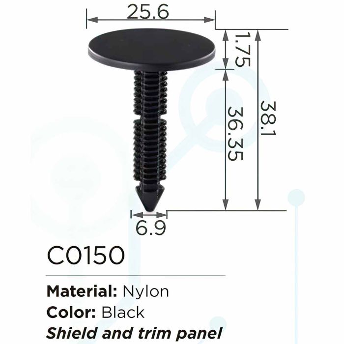 Клипса для крепления внутренней обшивки а/м GM пластиковая, 100 шт Forsage C0150(GM)