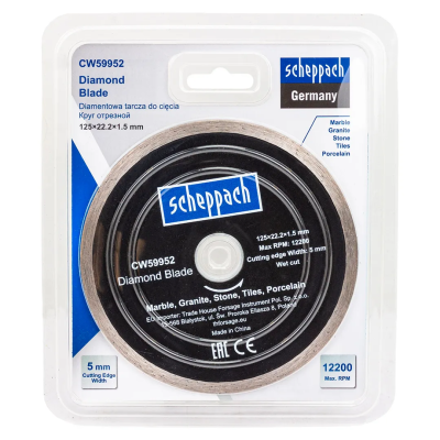 Алмазный отрезной круг 125х22,2х1,5 мм Scheppach Sch-CW59952