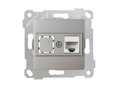 Розетка компьютерная 1xRJ45, Cat5e, скрытая, без рамки, титан, RITA, Mutlusan 22001360183
