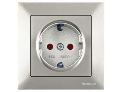 Розетка 1-ая, скрытая, с/з, шторки титан, DARIA, Mutlusan 2120 605 0283