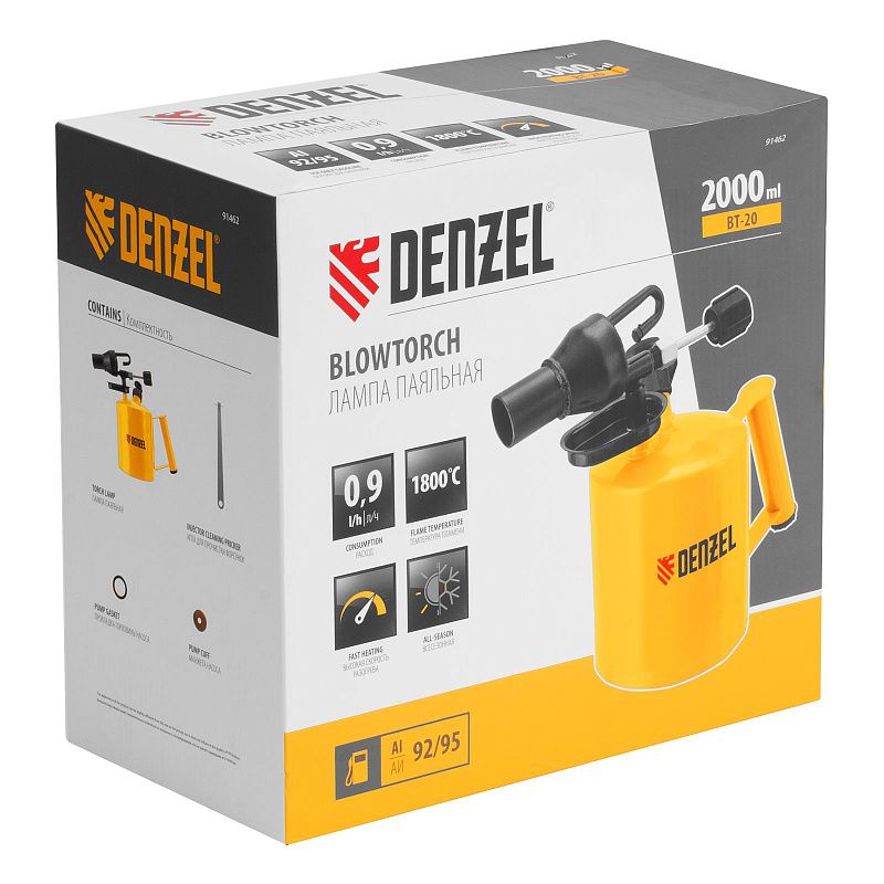 Паяльная лампа DENZEL, ВТ-20, 2 л 91462