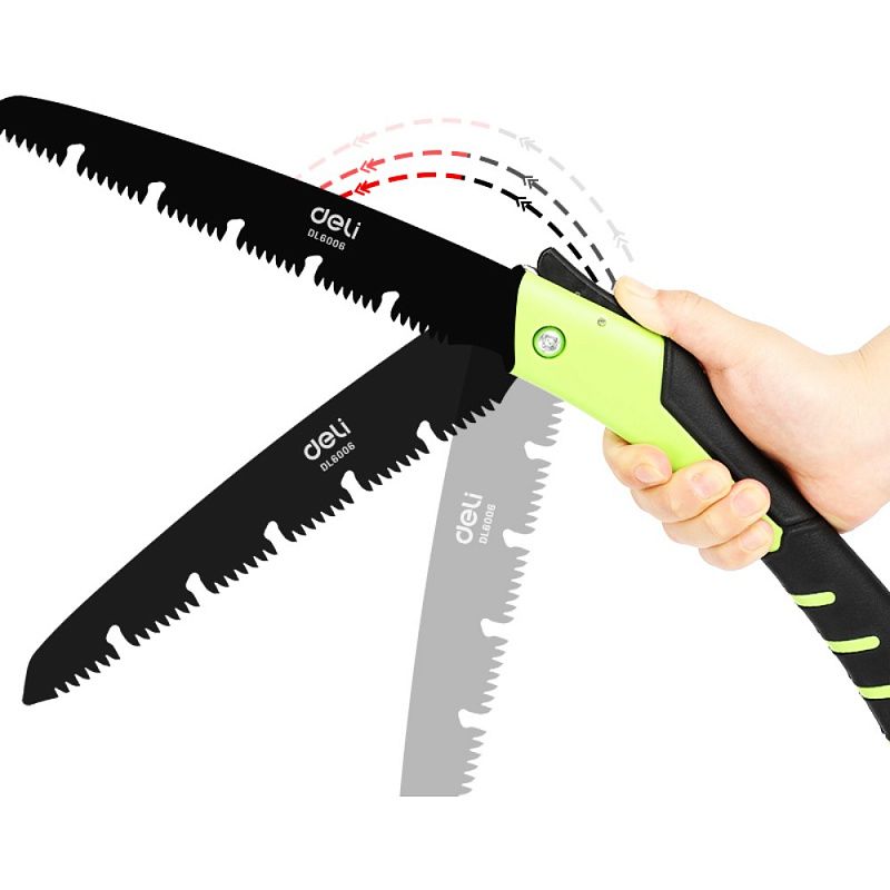 Пила садовая Deli GS EDL6006, 180 мм, складная, черный, зеленый