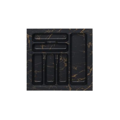 Лоток для столовых приборов 500 MARBLE 435*430, черно-золотой мрамор AKS 117567