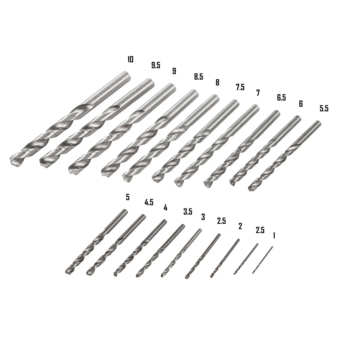 Набор сверл по металлу HSS 1-10 мм 19 пр YATAFORCE YF-DBS19