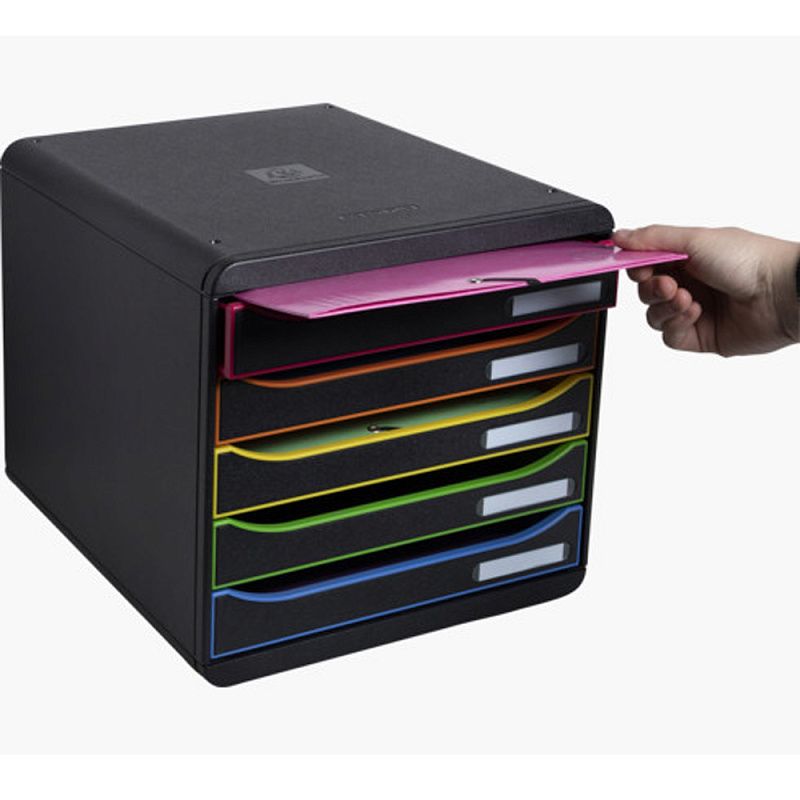 Блок из 5 лотков закрытый Exacompta "BlackOffice Big Box Plus", 347x278x271 мм, 5 лотков