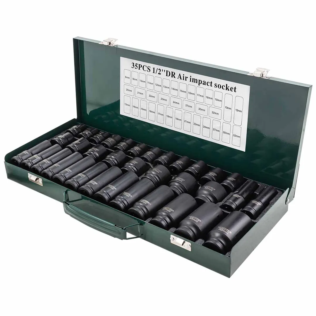 Набор ударных головок 35 пр. 1/2" 6-гр, L38 мм: 8-32 мм, L78 мм: 10-32 мм RockForce RF-4353-5MPB