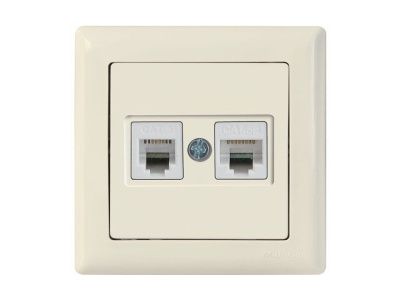 Розетка телефонная + компьютерная, RJ12+Cat5e, скрытая, кремовая, DARIA, Cat-3, RJ 12, 4-pin +, RJ 45, 8-pin, Mutlusan 21201390102