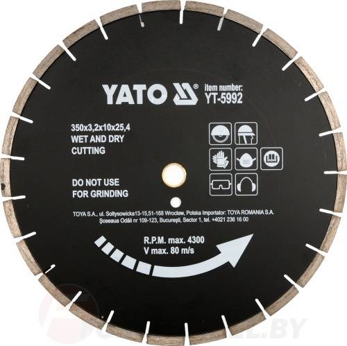 Круг алмазный 350x25,4 мм. сегмент черный Yato YT-5992