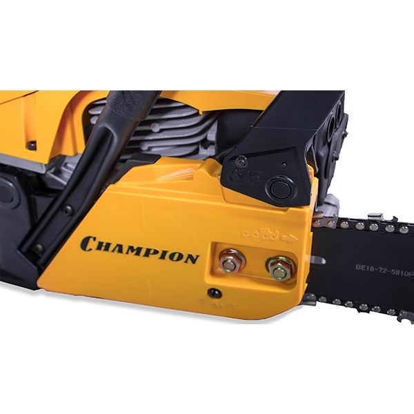 Бензиновая цепная пила, 2,5 кВт, 18"/400 мм, 12500 об/мин + подарок: масло для цепи 1л; свеча; цепь; масло для 2-тактных двигателей 0,1л. CHAMPION A256-18