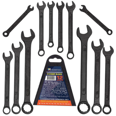 Набор комбинированных ключей 6-15, 17, 19 мм, 12 пр SIGMATOOL Sigmatool-5124MP BLACK