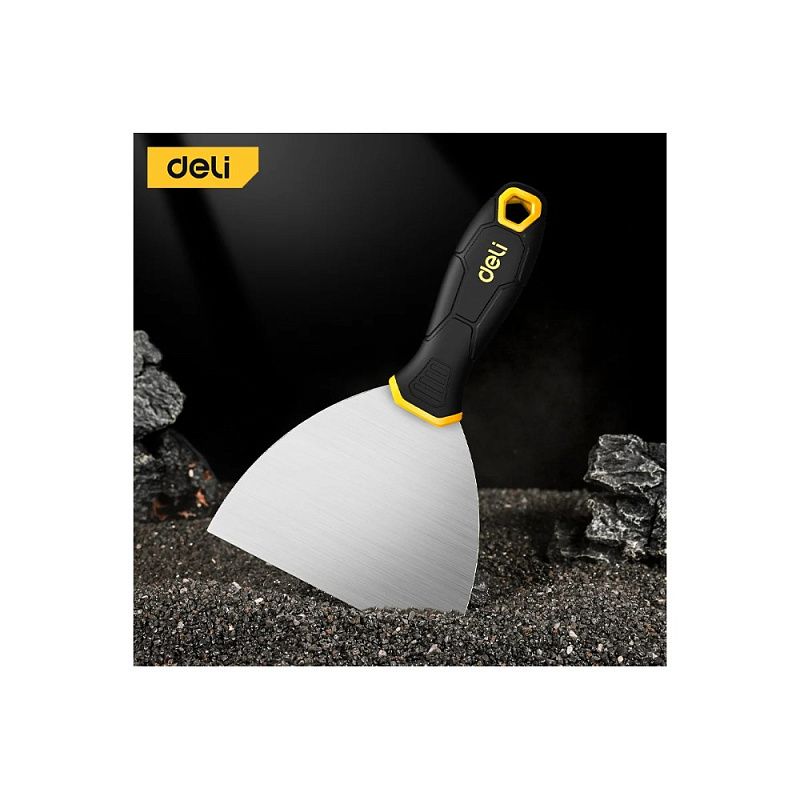 Шпатель нержавеющий Deli YS EDL-HD5, 125 мм, ручка 2K, черный, желтый