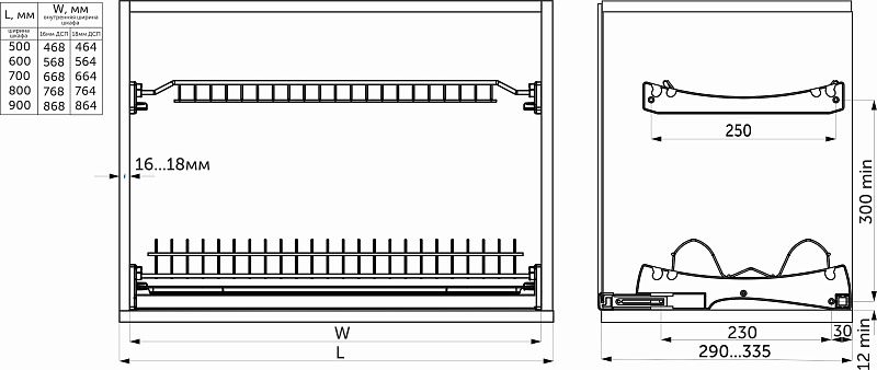 Сушка для посуды 600 HUGO с профилем нерж. сталь, хром AKS 113247