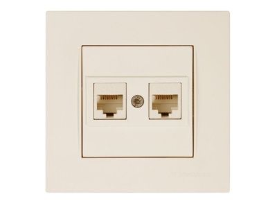 Розетка компьютерная 2xRJ45, Cat6, скрытая, кремовая, RITA, Mutlusan 22201410102