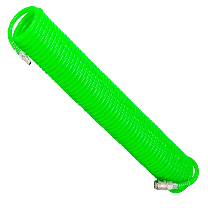 Шланг витой полиуретановый 12х8 мм, 15 м с быстроразъемами RockForce RF-1208-15Green