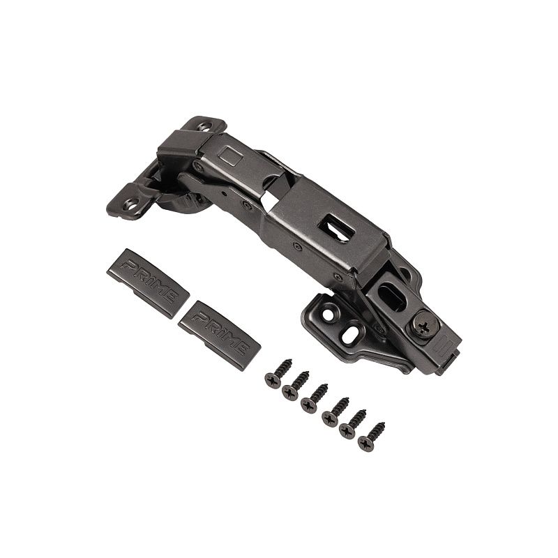 Петля 165° накладная с доводчиком 48мм h2 clip-on черный никель, саморезы, заглушки, 0-е вхождение, упак 2 шт., PRIME by AKS 125480