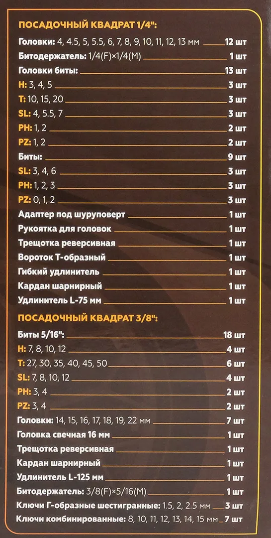 Набор инструментов 82 пр. 1/4''&3/8'' 6-гр. FORSTIME FT-4821-5DS