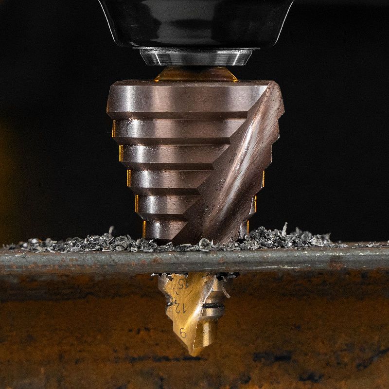 Сверло ступенчатое, 9-12-15-18-21-24-27-30-33-36 мм, Р6М5К5, 6-гр. хвостовик Denzel 723615