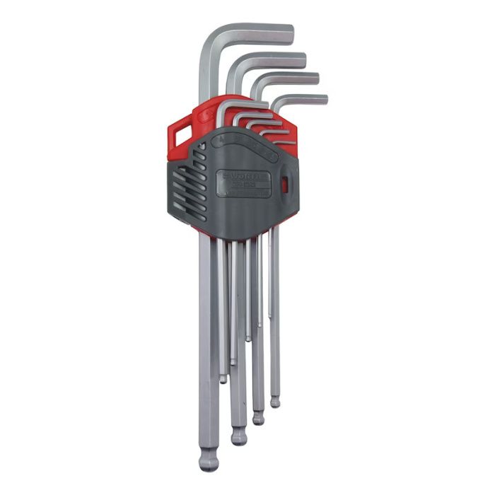 Набор угловых винтовертов, HEX, со сферической головкой, длинные, 1,5-10 мм, 9 шт., Red Stripe WÜRTH 575243 100