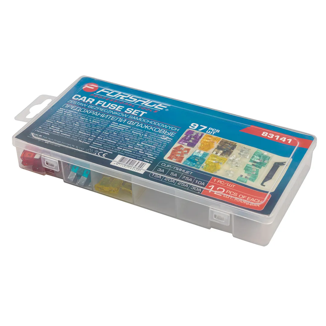 Набор автомобильных флажковых плавких предохранителей от 3А до 30А 97 пр Forsage F-FS-30(83141)