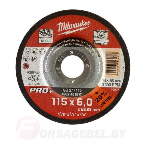 Диск шлифовальный по металлу 115/6 мм SG 27/115 Milwaukee 4932451501