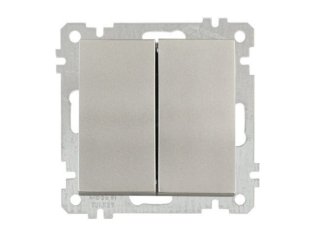 Выключатель 2-клав., скрытый, без рамки, винт. зажим, титан, DARIA, 10 A, 250 V, IP 20, Mutlusan 21004020283
