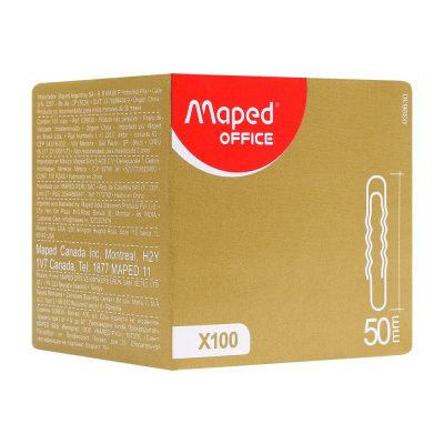 Скрепки гофрированные Maped, 50 мм, 100 шт, серебристый