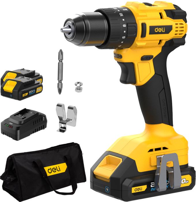 Аккумуляторная дрель-шуруповерт Deli YS EDC150 20 В, 50 Нм, 2 АКБ, 2 Ач, сумка
