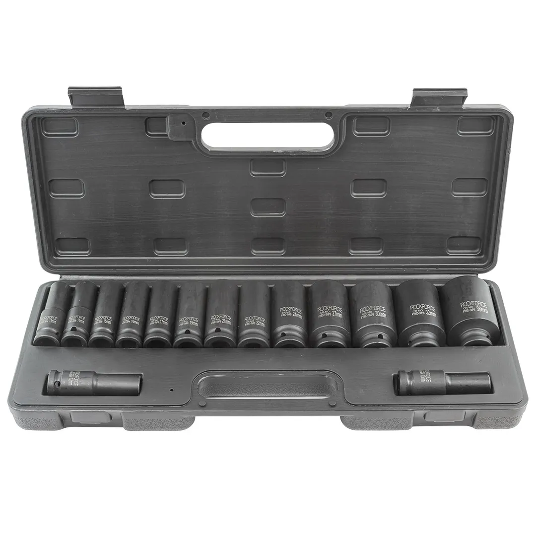 Набор головок ударных глубоких 10-32 мм 1/2'' 6-гр, 36 мм - 12 гр, 15 пр RockForce RF-4166D-5MPB